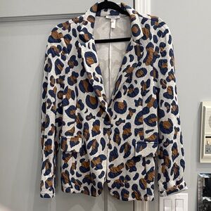 Biscotti Leopard Print Blazer in Blue and Brown
